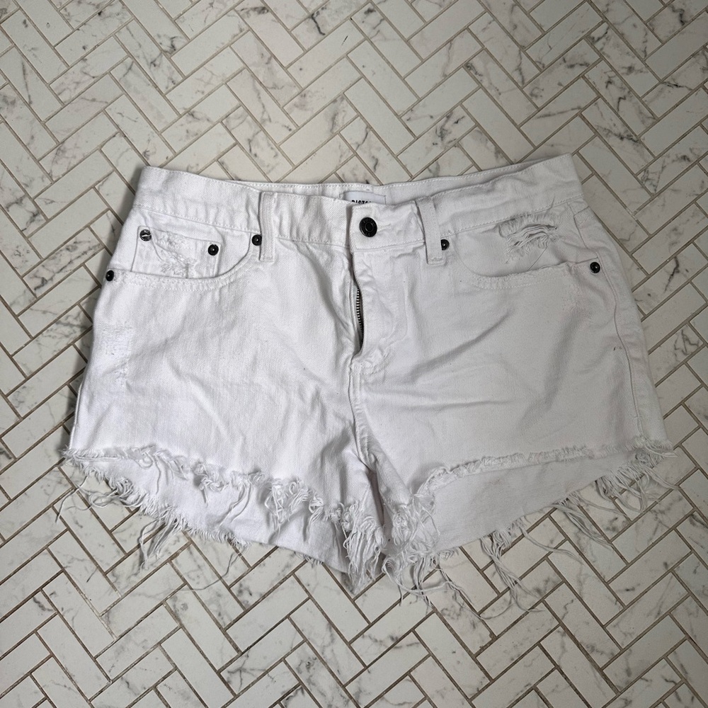 Pistola White Frayed Hem Women Shorts